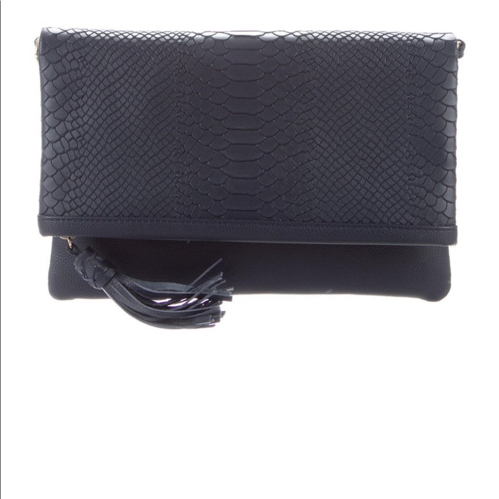 EUC Gigi NY embossed navy leather shoulder bag